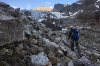 Salita al Piz Buin in un punto roccioso