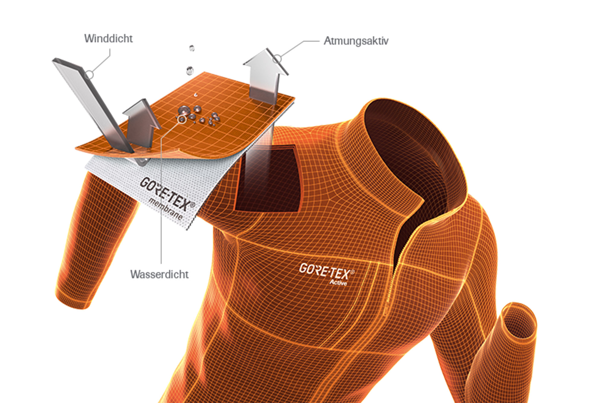 Un disegno tecnico di una giacca goretex